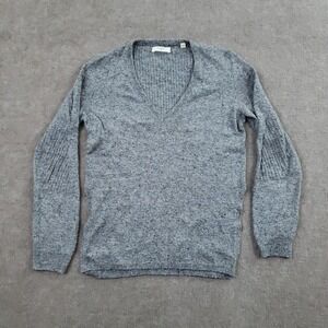 Billy Reid Sweater Womens XXS‎ Gray V Neck Made In Italy Silk Wool Blend